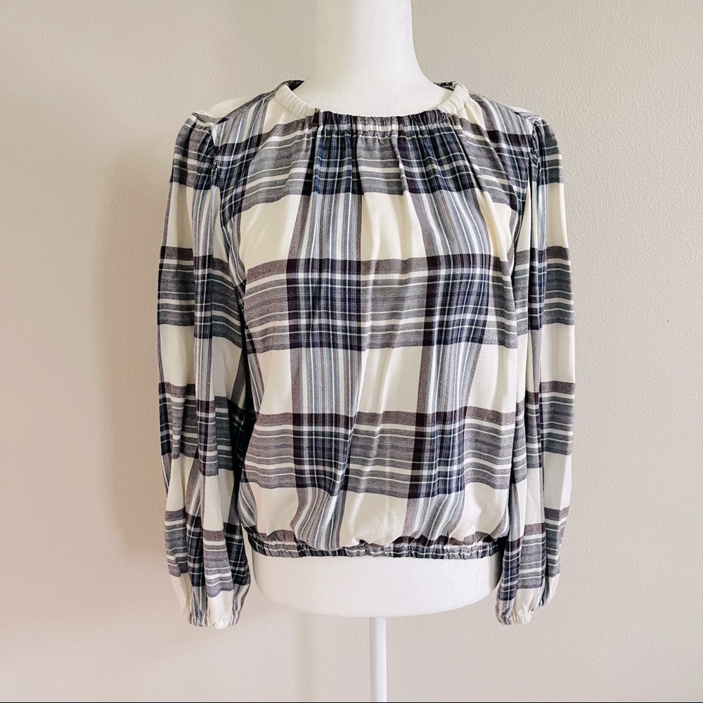 🌹 Cloth and Stone by Anthropologie Glacier Plaid Top Size Small